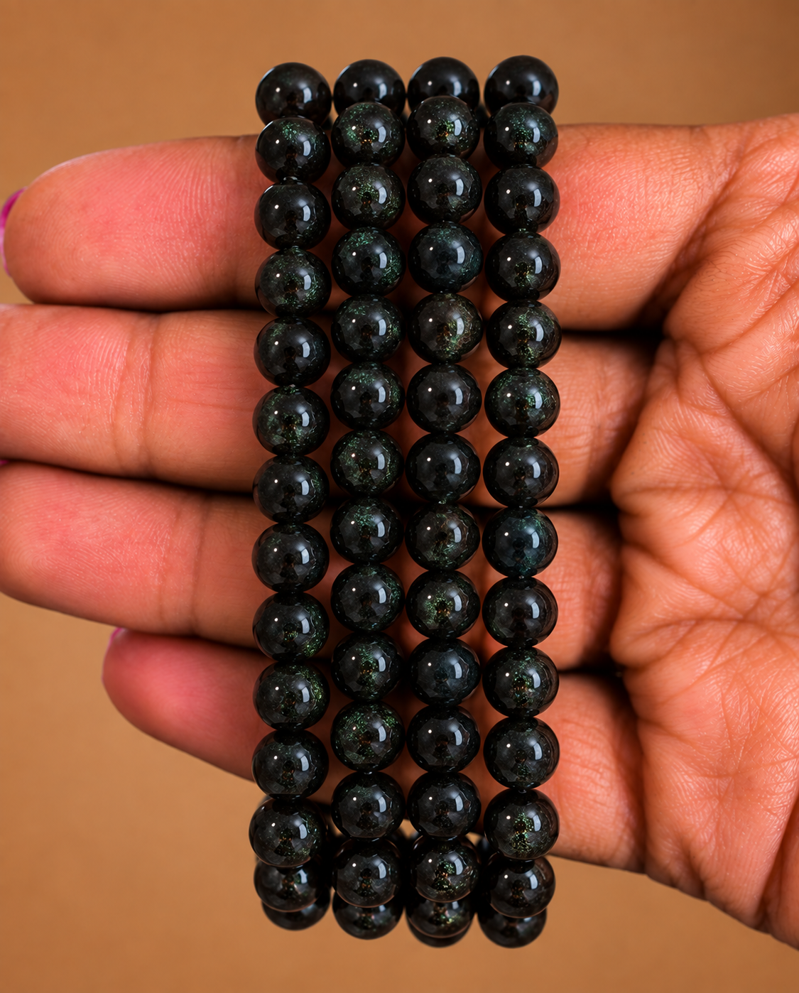 Pulsera Goldstone Verde 6 mm || Buena suerte - Abre Caminos