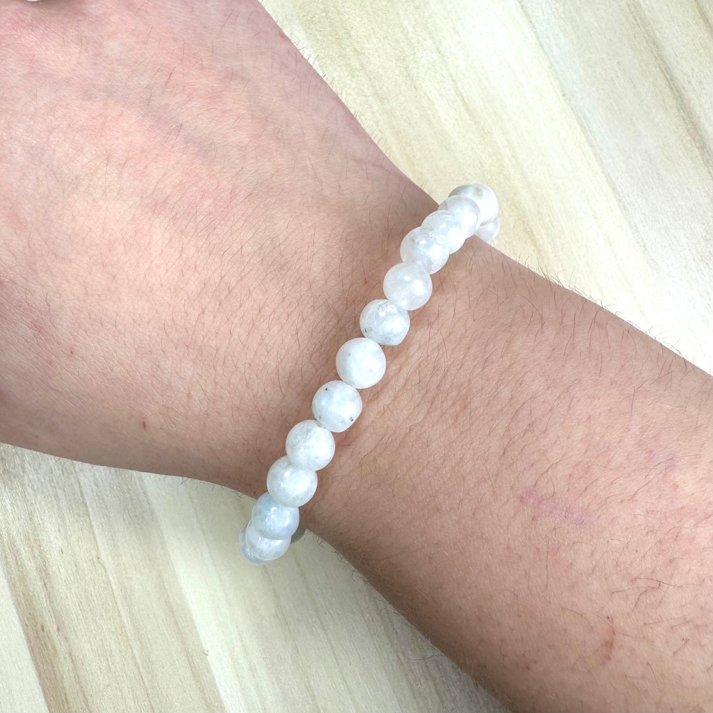 Pulsera Piedra Luna Arco Iris - 6mm || Equilibrio Femenino - Nuevos Comienzos