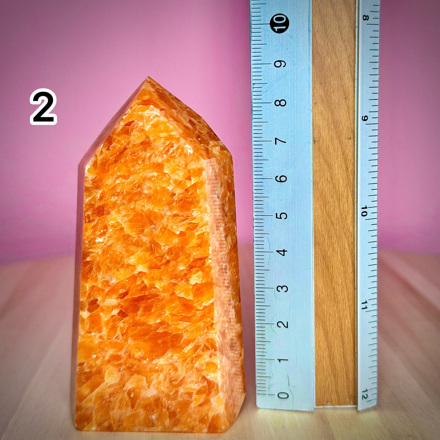 Punta Pulida Calcita Naranja Calidad Extra - PIEZA 2 || Alegría - Creatividad