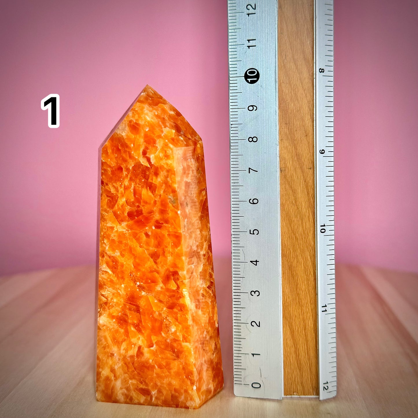 Punta Pulida Calcita Naranja Calidad Extra - PIEZA 1 || Alegría - Creatividad