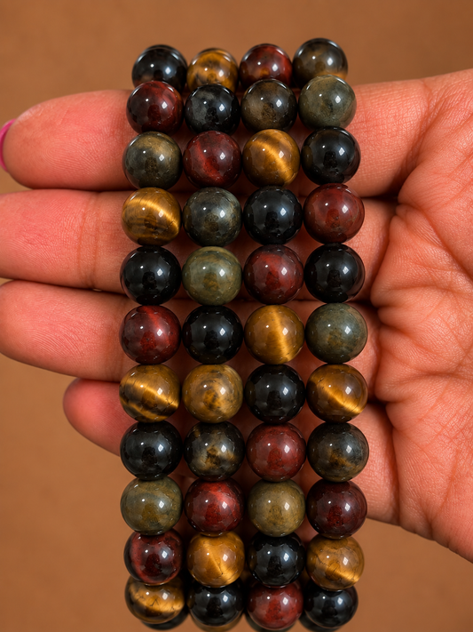 Pulsera Ojo Mix (Ojo Tigre, Ojo Halcón, Ojo Buey) - 8mm || Máxima Protección