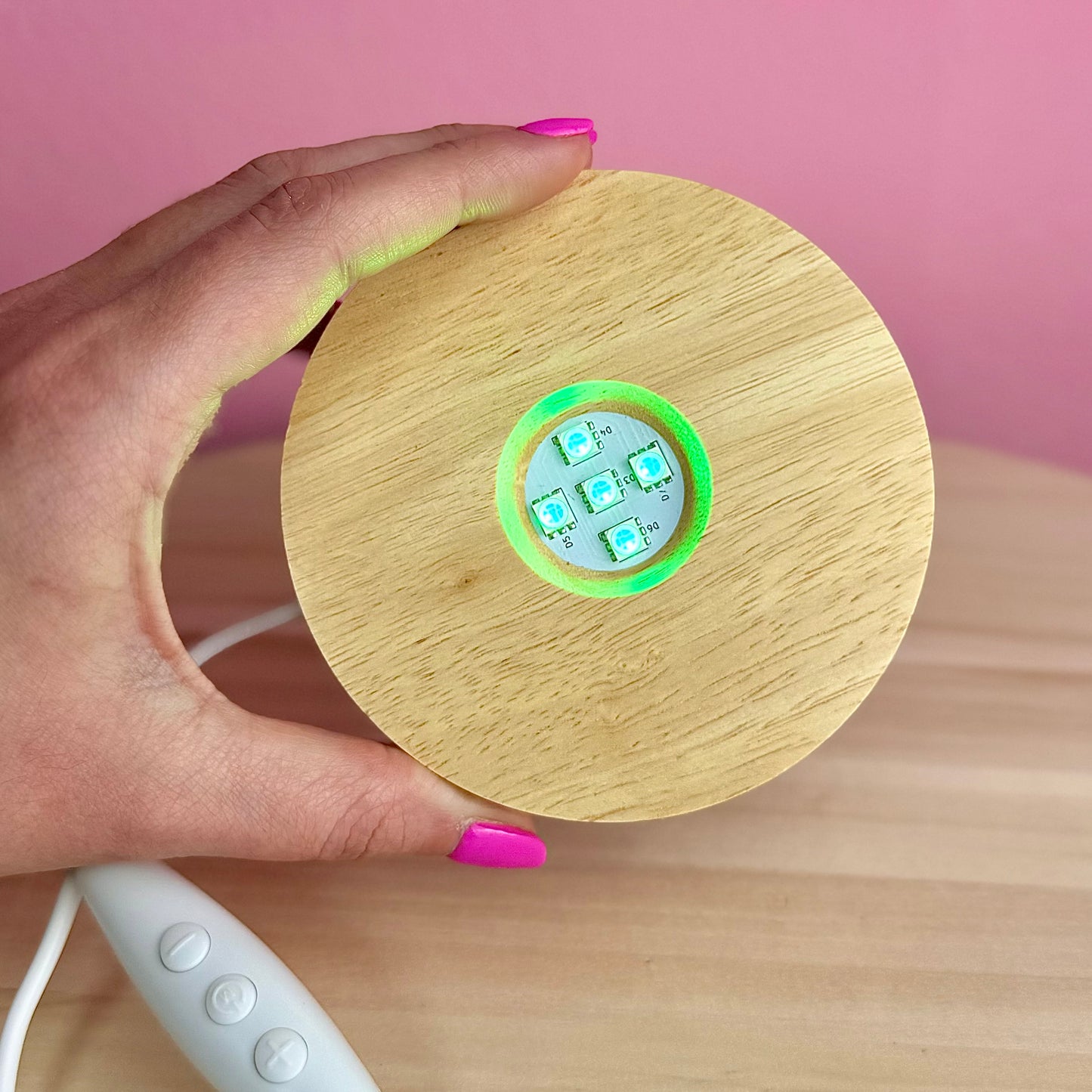 Base de Luz LED de Madera USB - Lámpara de Colores