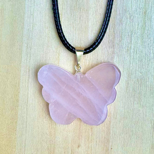 Colgante Mariposa de Cuarzo Rosa || Amor Incondicional - Paz Interior