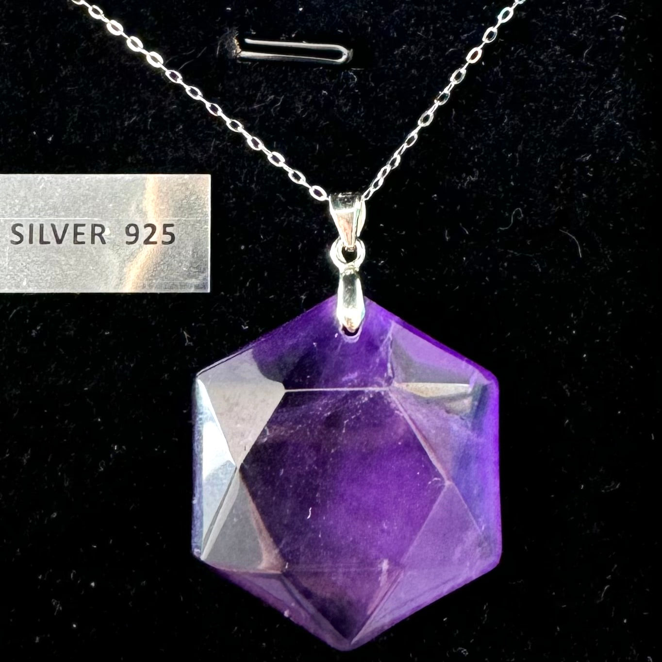 Colgante de Plata con Amatista Hexagonal || Relajación - Intuición