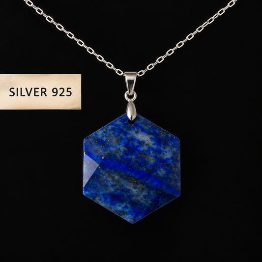 Colgante de Plata con Lapislázuli Hexagonal || Intuición - Abundancia