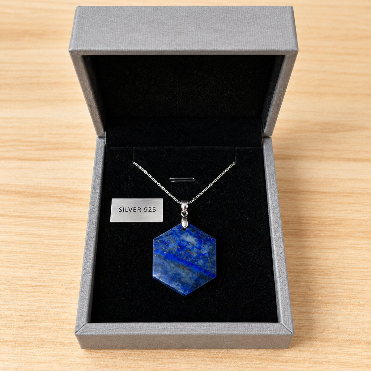 Colgante de Plata con Lapislázuli Hexagonal || Intuición - Abundancia