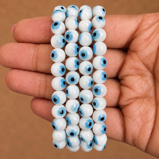 Pulsera Ojo Turco Blanco - 8mm || Protección - Mal de ojo