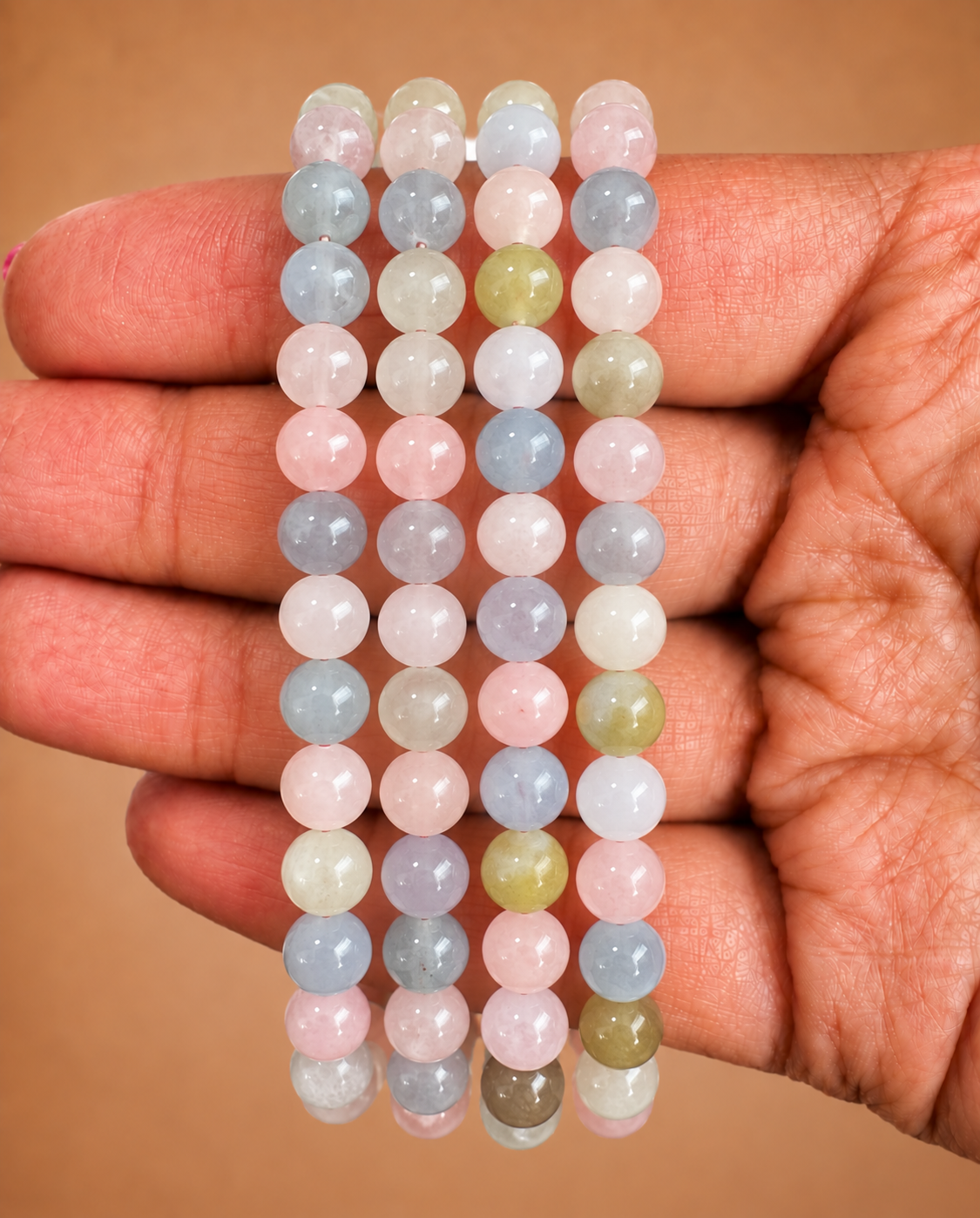 Pulsera Aguamarina con Morganita 6 mm || Relajación - Amor