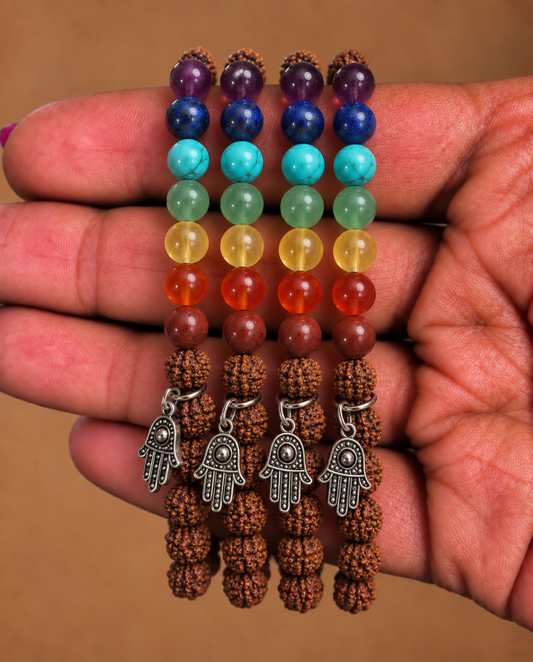 Pulsera de Rudraksha y Chakras - 8mm || Protección - Equilibrio