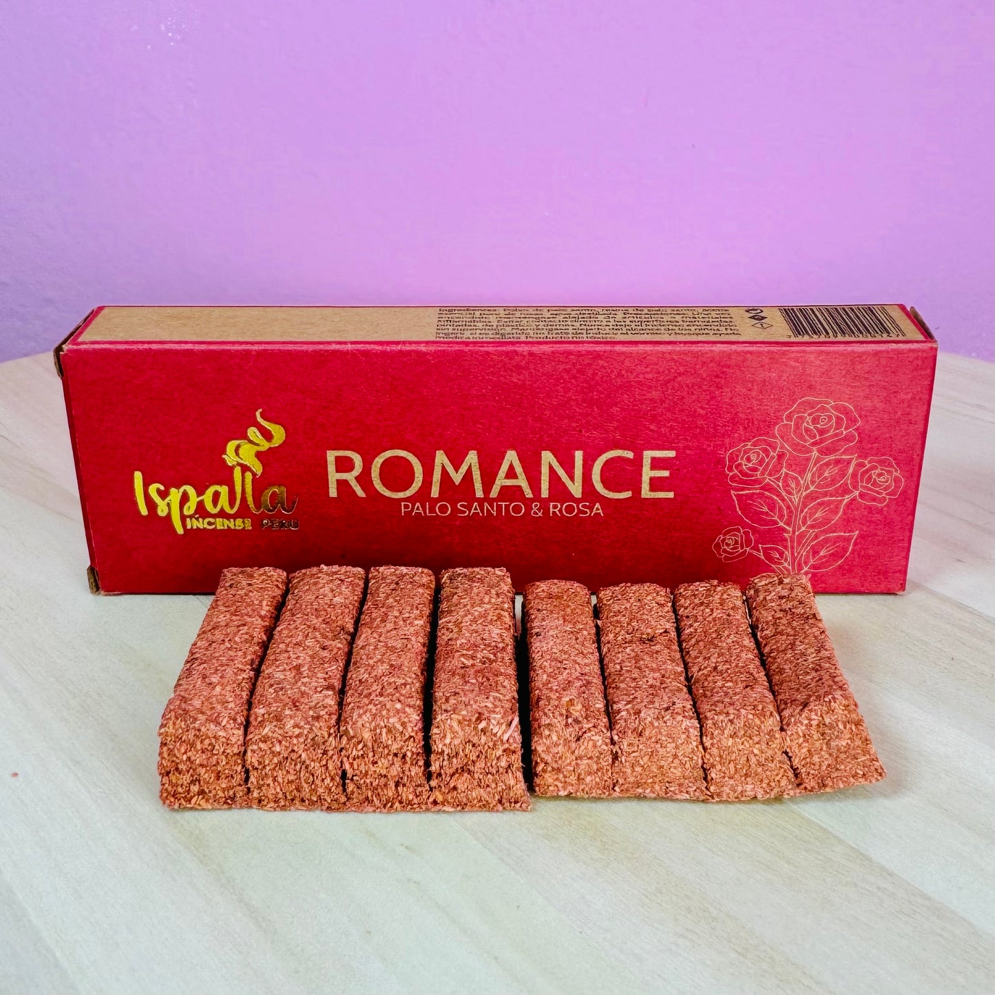 Incienso en ladrillo de Palo Santo y Rosa