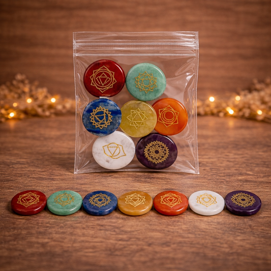 Kit 7 Piedras Chakras Planas Grabadas || Reiki - Equilibrio Energético