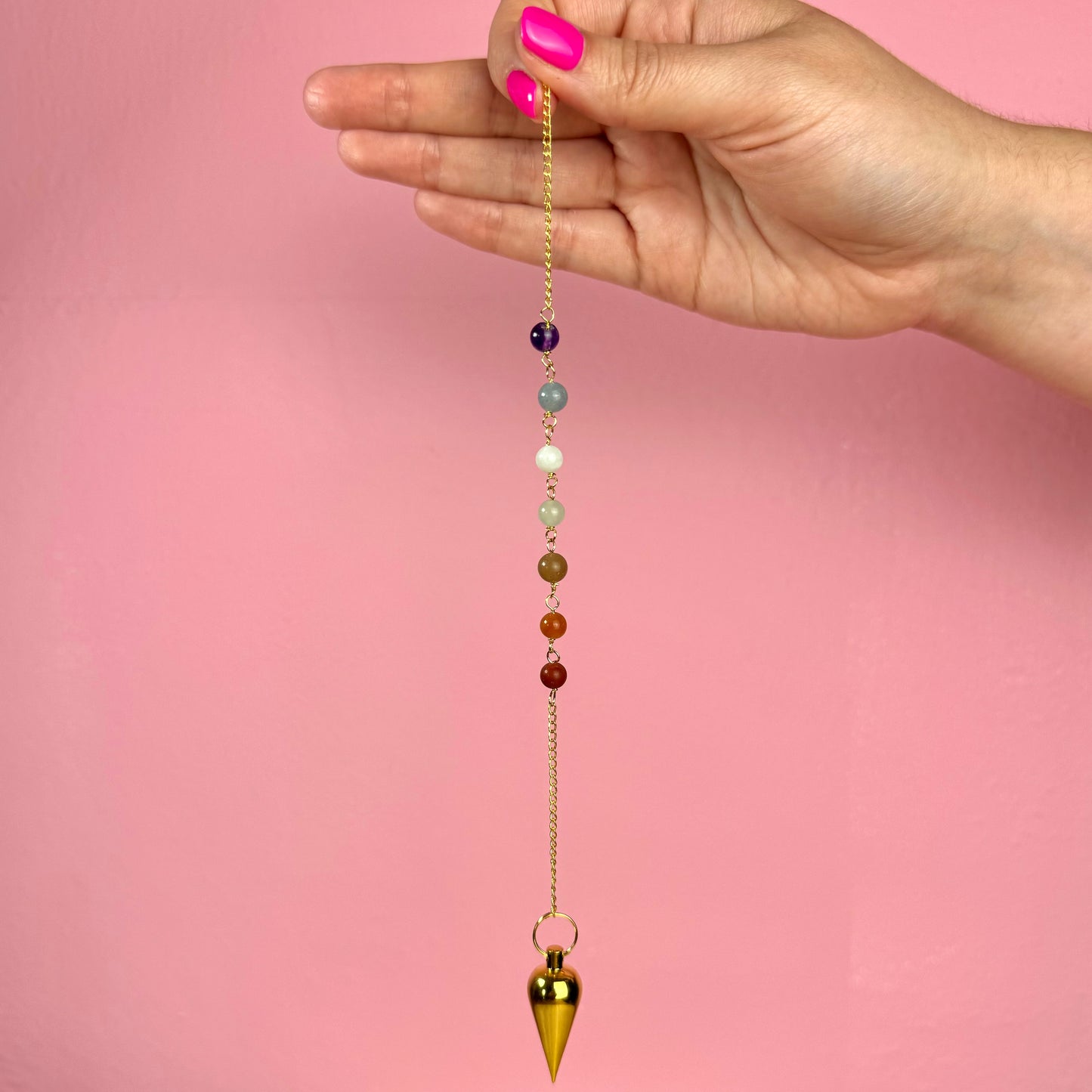 Péndulo Cónico de Bronce con Chakras || Limpieza - Desbloqueo Energético