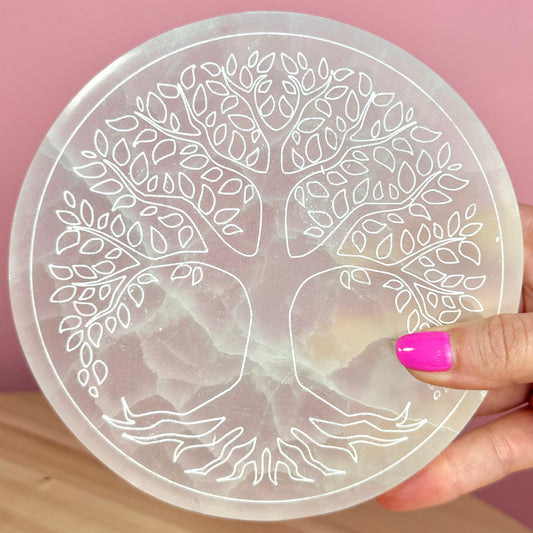 Placa de Selenita con Árbol de la Vida || Limpieza de Minerales