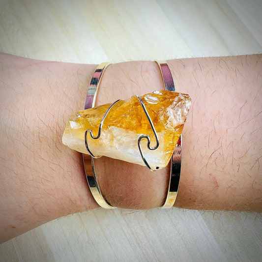 Pulsera de Citrino Calentado con acabado Natural || Abundancia - Optimismo