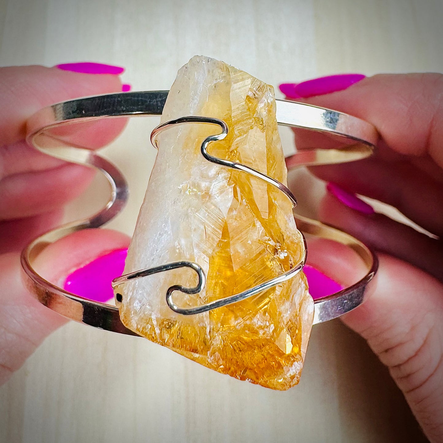 Pulsera de Citrino Calentado con acabado Natural || Abundancia - Optimismo
