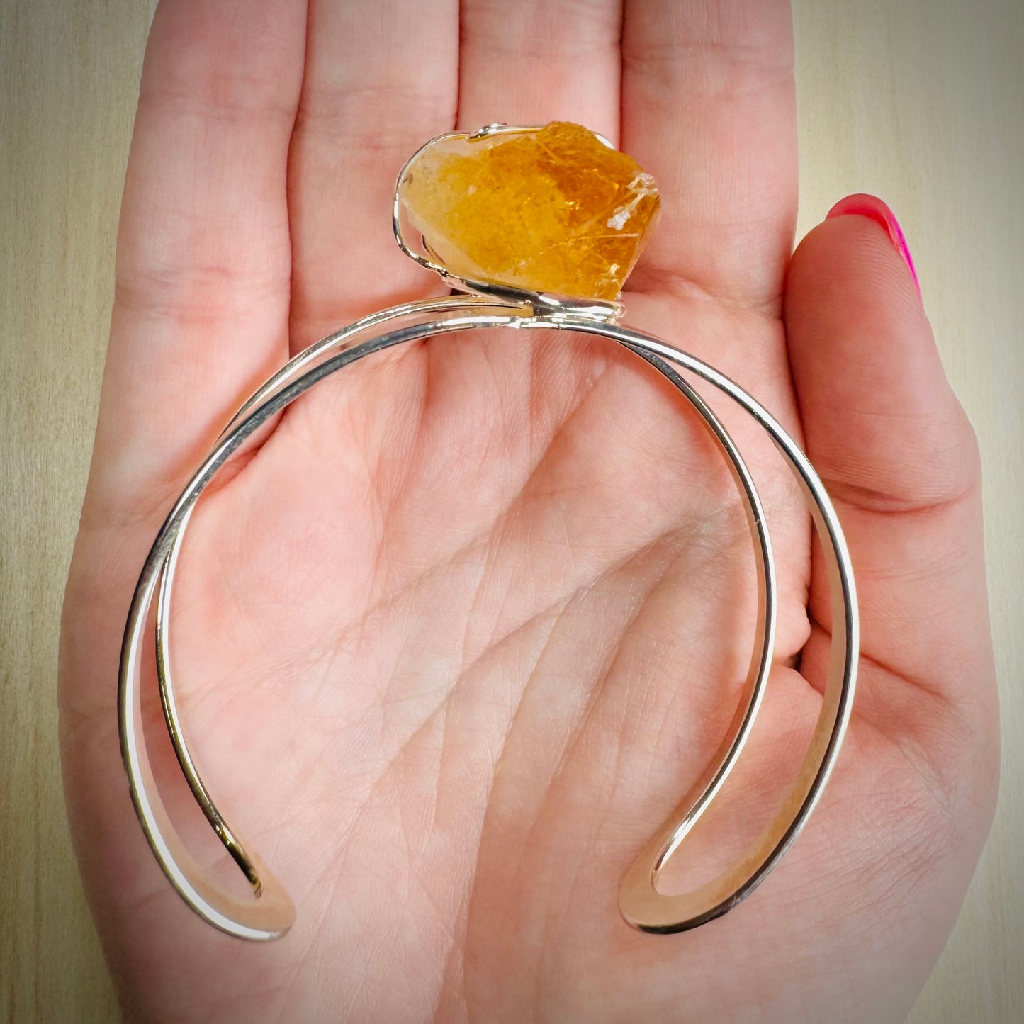 Pulsera de Citrino Calentado con acabado Natural || Abundancia - Optimismo