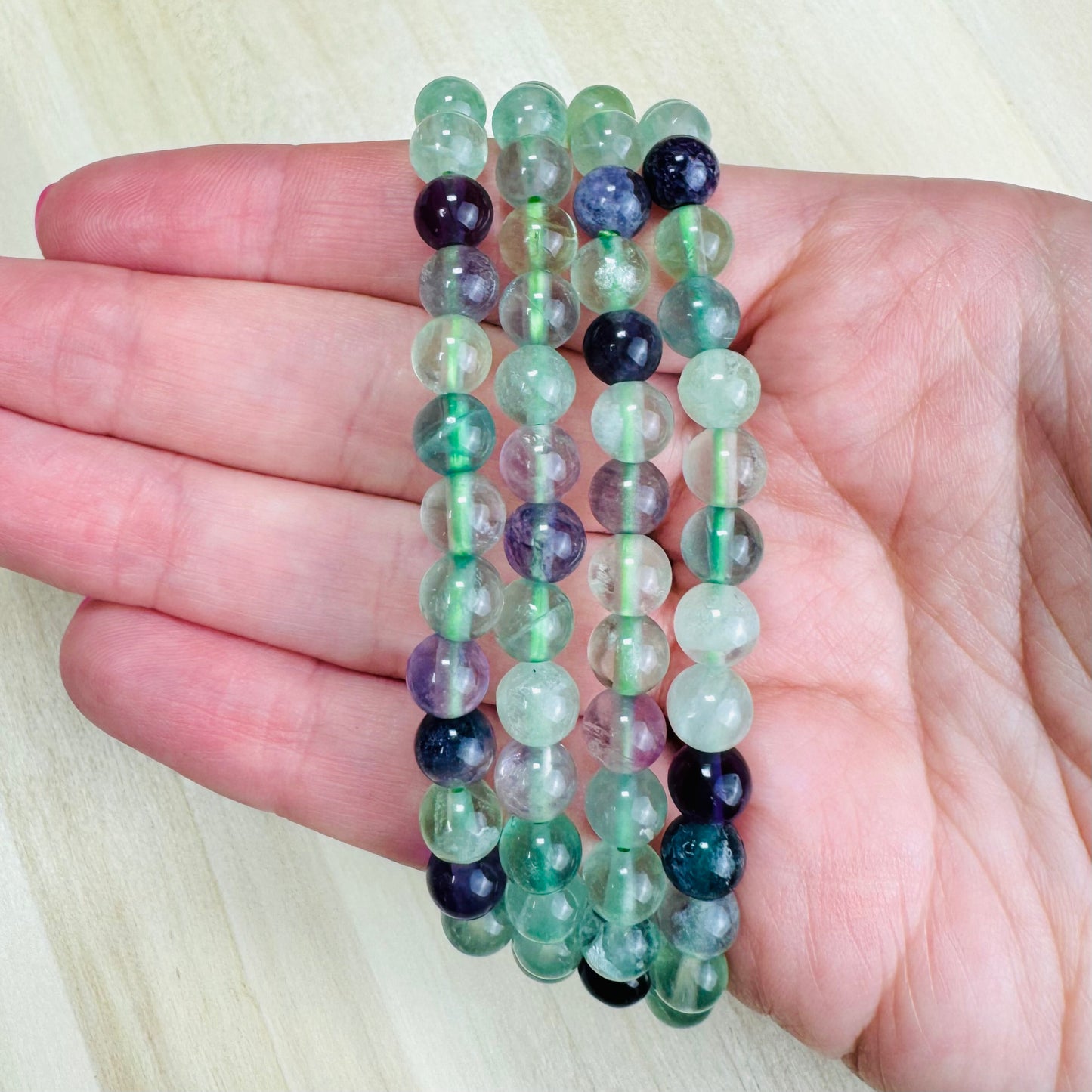 Pulsera Fluorita Arcoíris Verde - 6mm || Calma - Protectora psíquica