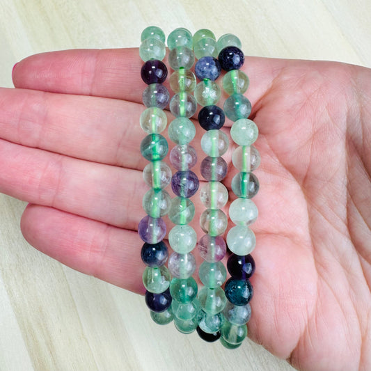 Pulsera Fluorita Arcoíris Verde - 6mm || Calma - Protectora psíquica