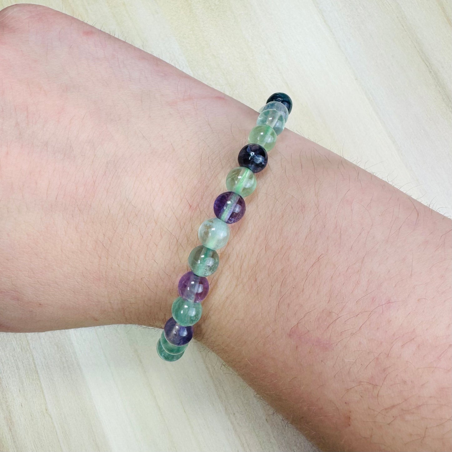 Pulsera Fluorita Arcoíris Verde - 6mm || Calma - Protectora psíquica