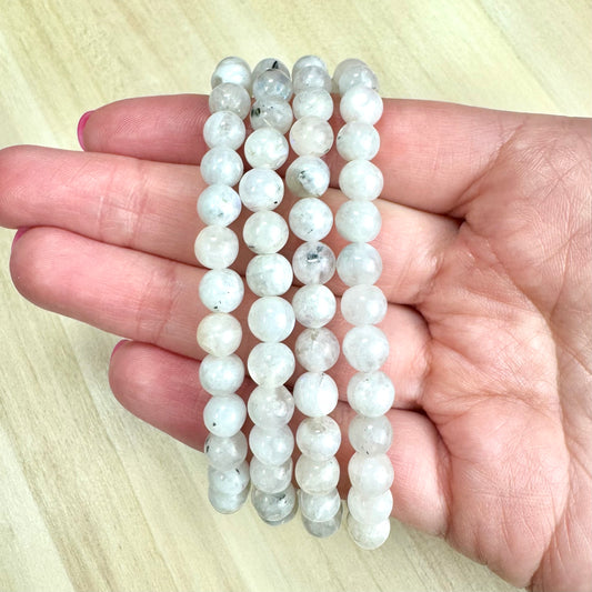 Pulsera Piedra Luna Arco Iris - 6mm || Equilibrio Femenino - Nuevos Comienzos