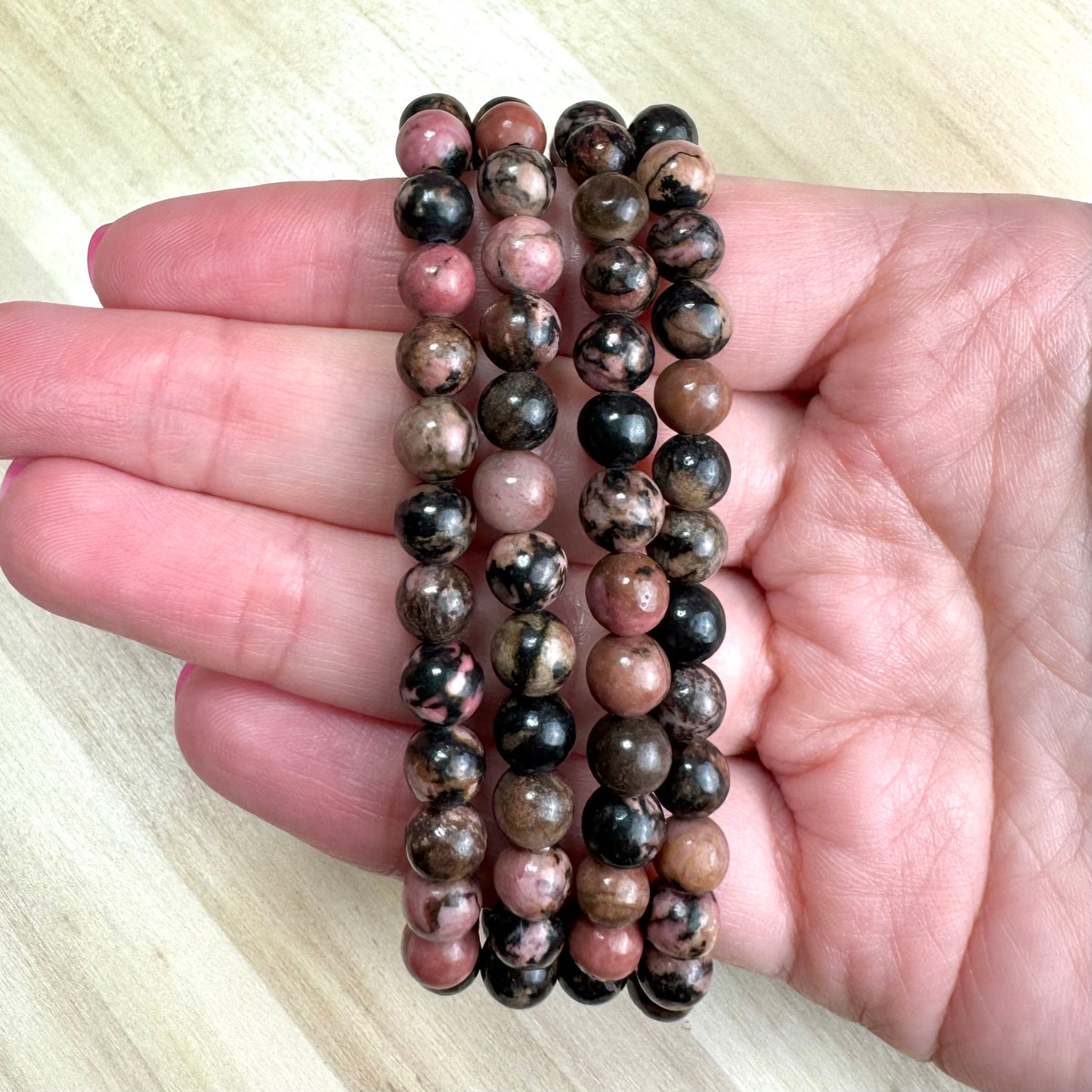 Pulsera Rodonita - 6mm || Amor - Perdón