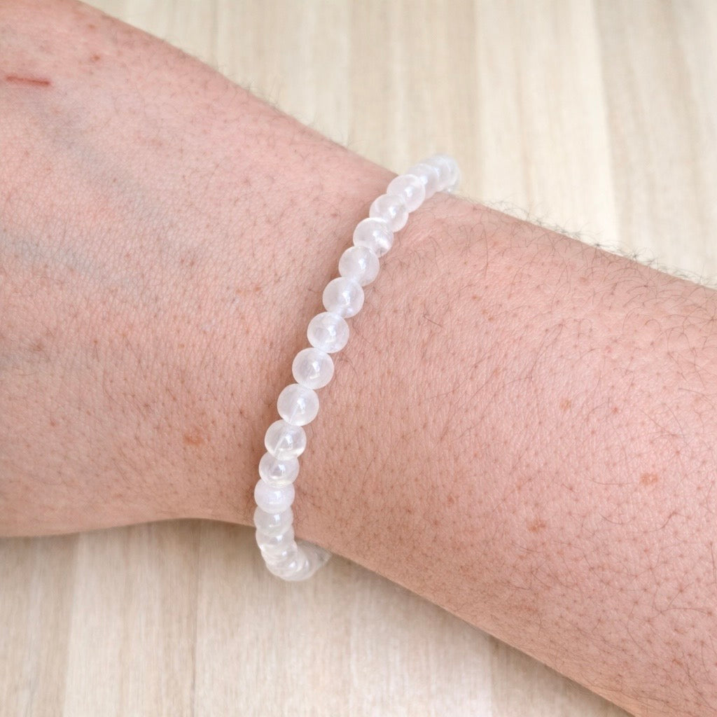 Pulsera Selenita - 4mm || Limpieza Energética - Paz