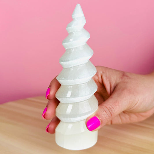 Torre de Selenita Pulida en Espiral || Limpieza Energética