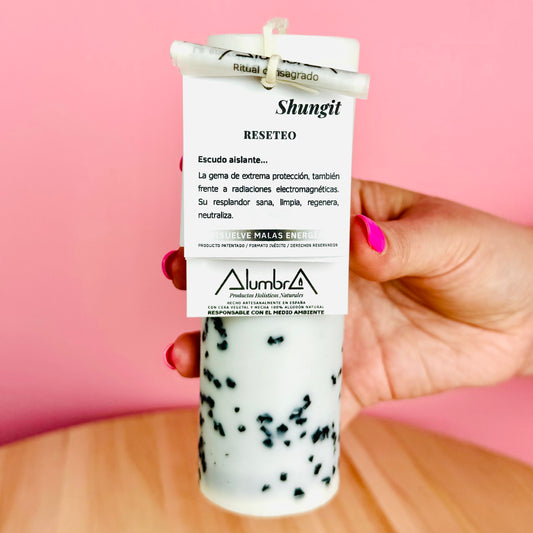 Vela Artesanal Shungit Protección Energética